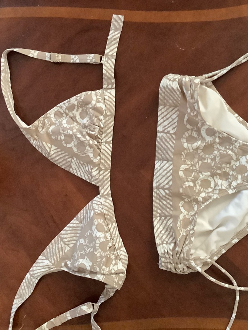 MICHAEL Michael Kors Beige and White Bikini Top